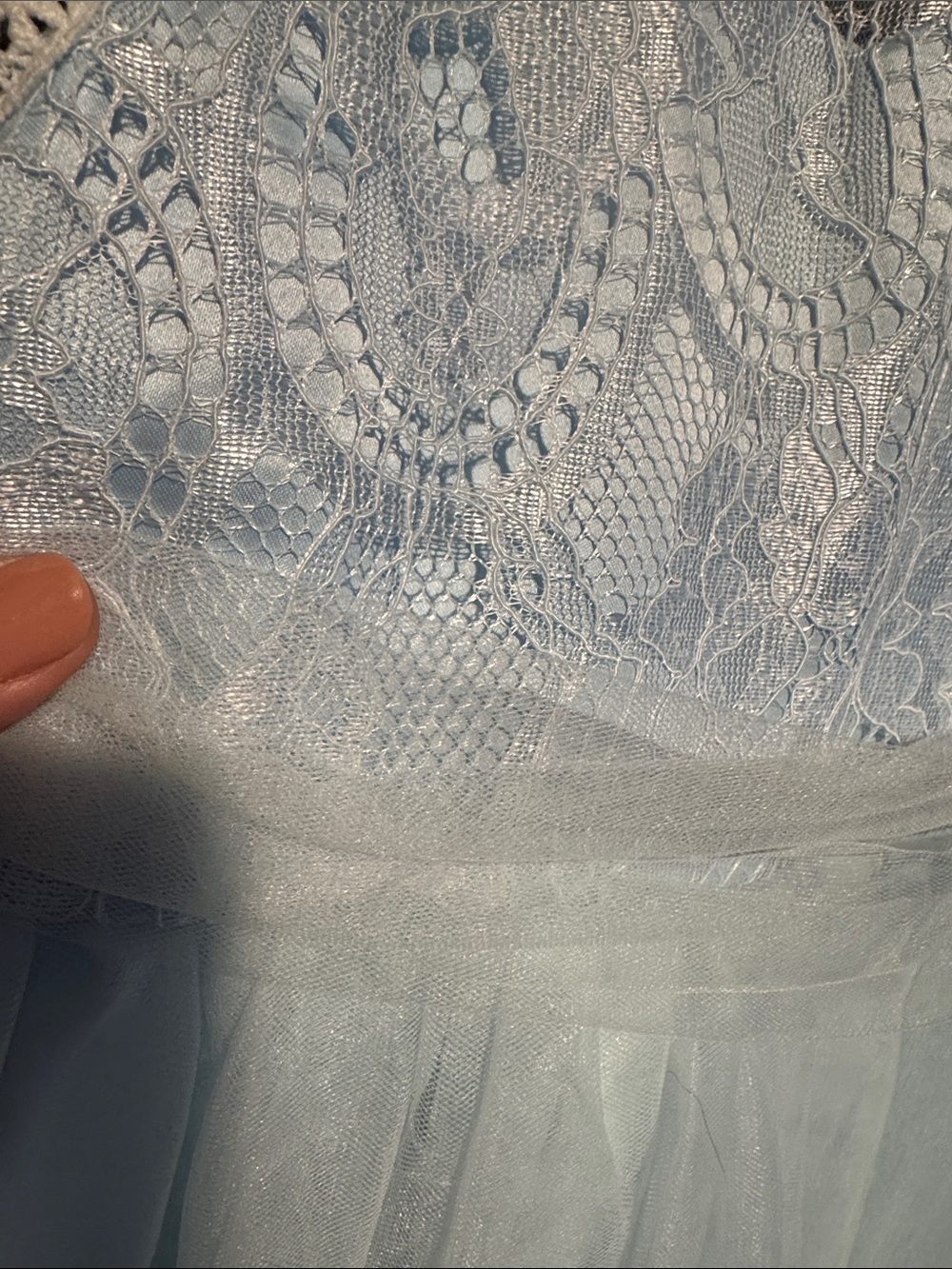 Lace Bodice Tulle Party Dress for Kids - Light Blue - Picture 5 of 5